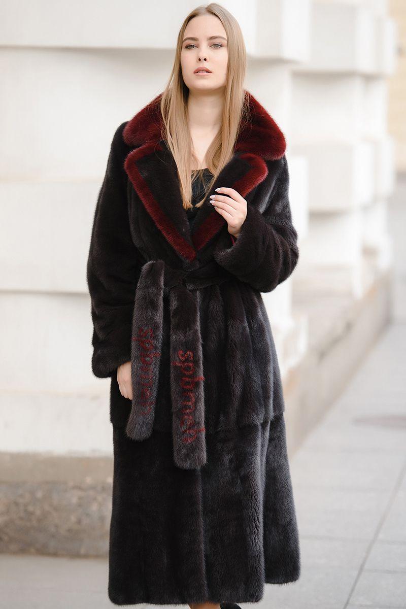 Норковая шуба с английским воротником фото