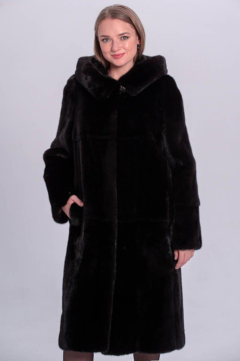 Норковая шуба с капюшоном фото