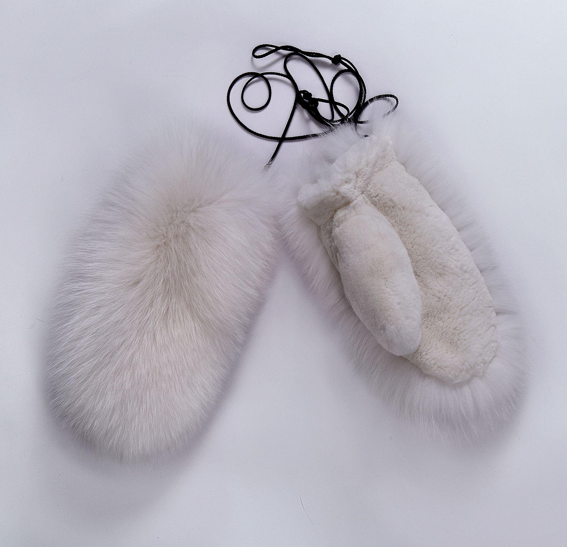 Варежки из меха кролика и песца фото