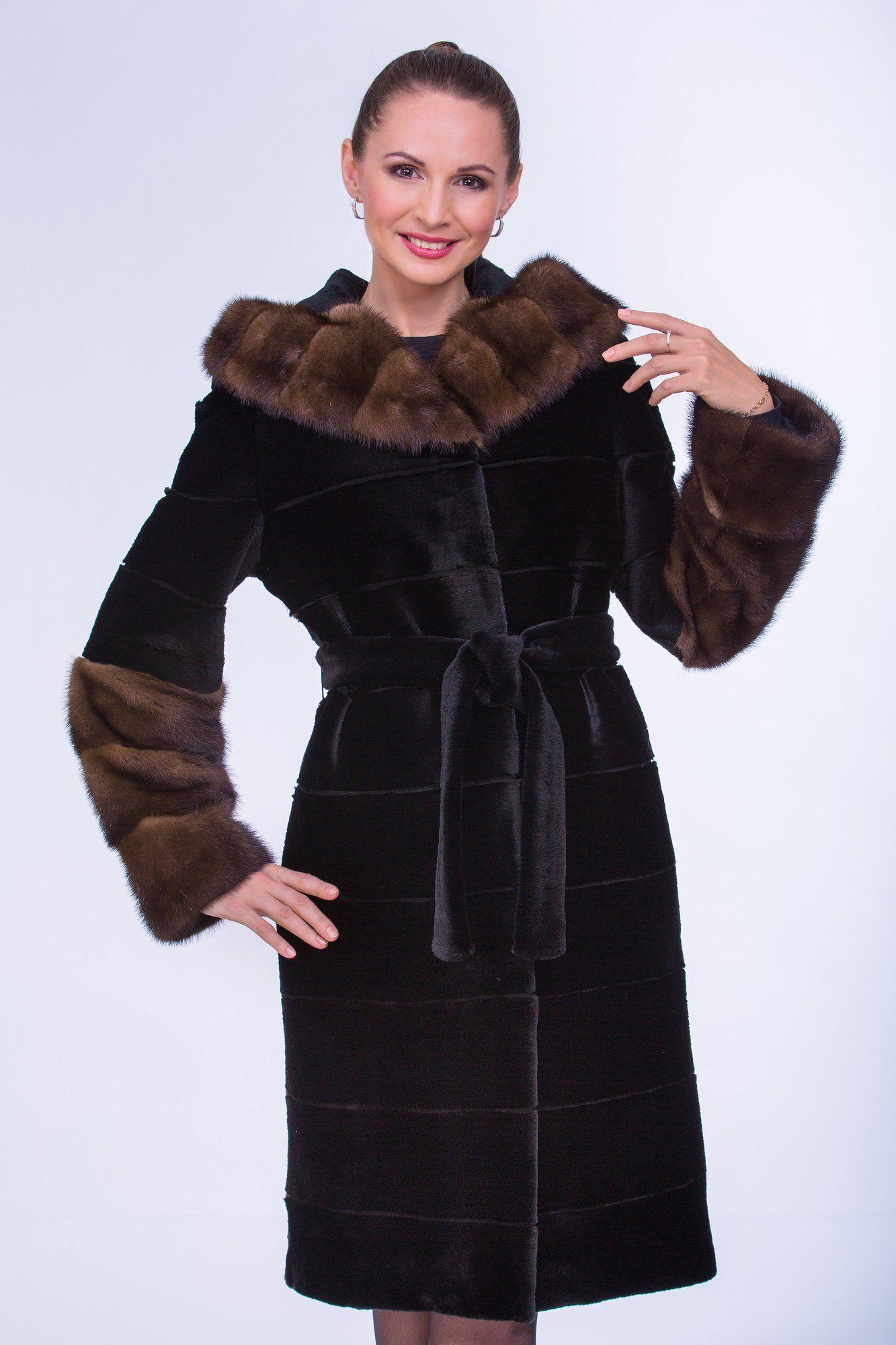 Бобровая шуба  с капюшоном фото
