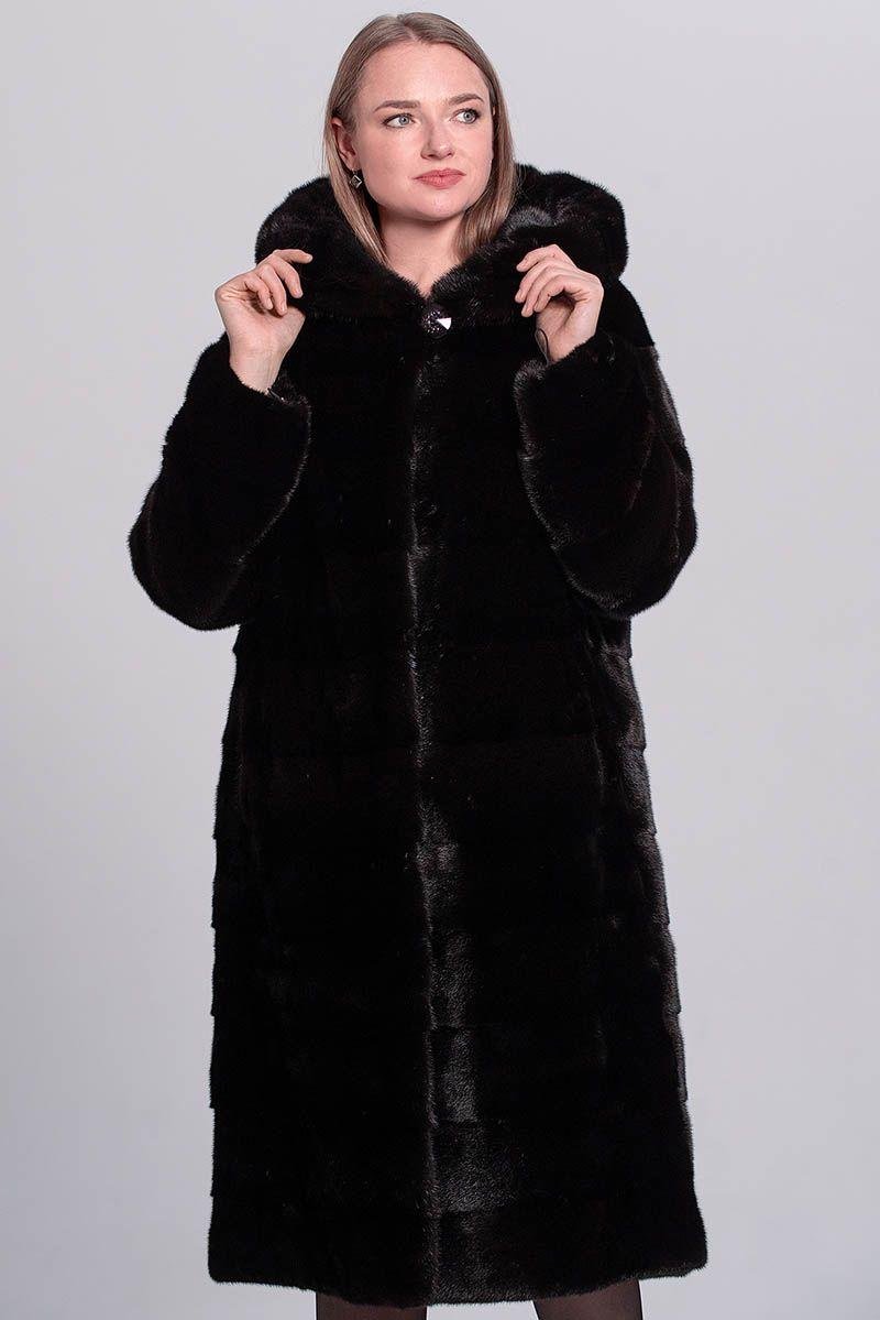 Норковая шуба с капюшоном фото