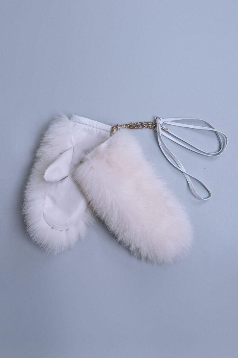 Варежки из меха кролика и песца фото