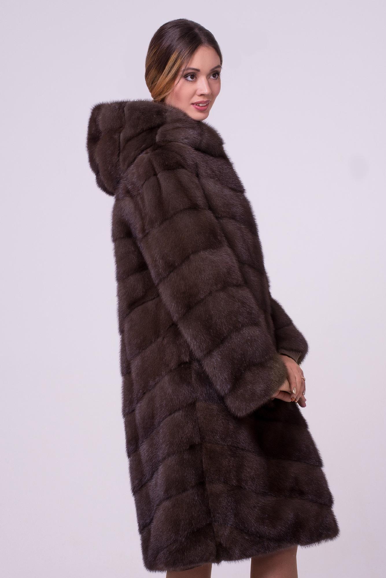 Норковая шуба с капюшоном фото