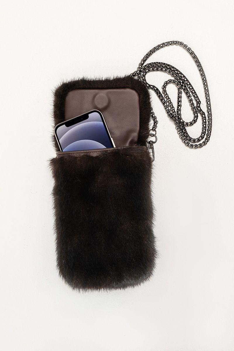 Сумка-чехол для телефона из меха норки фото
