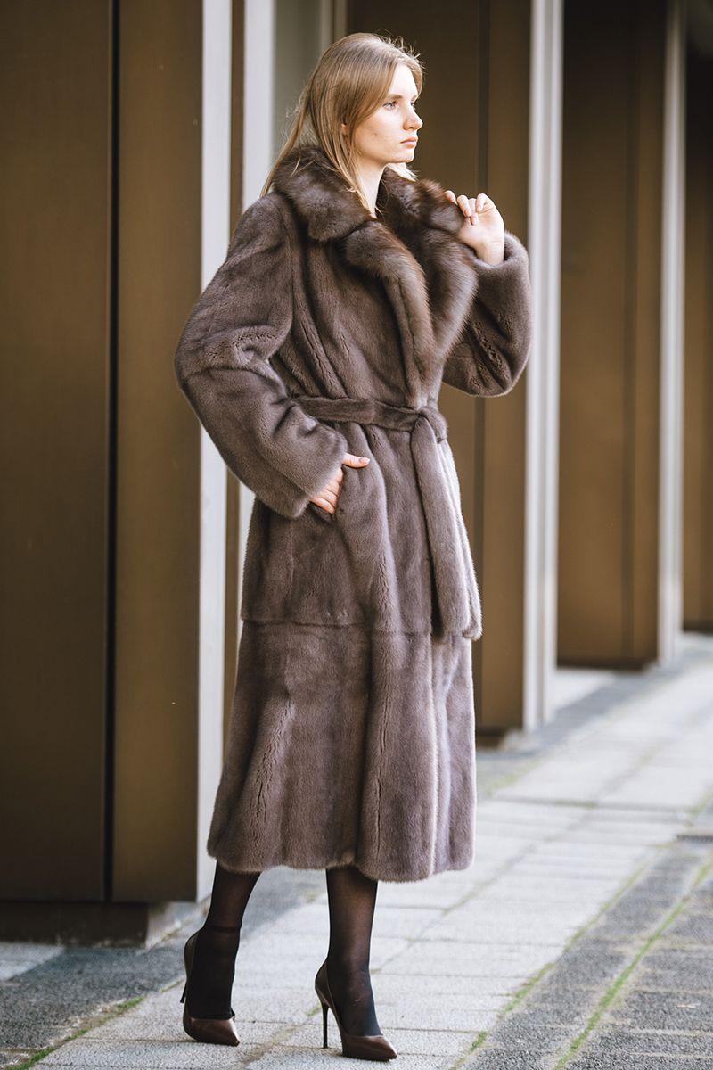 Норковая шуба с куницей фото