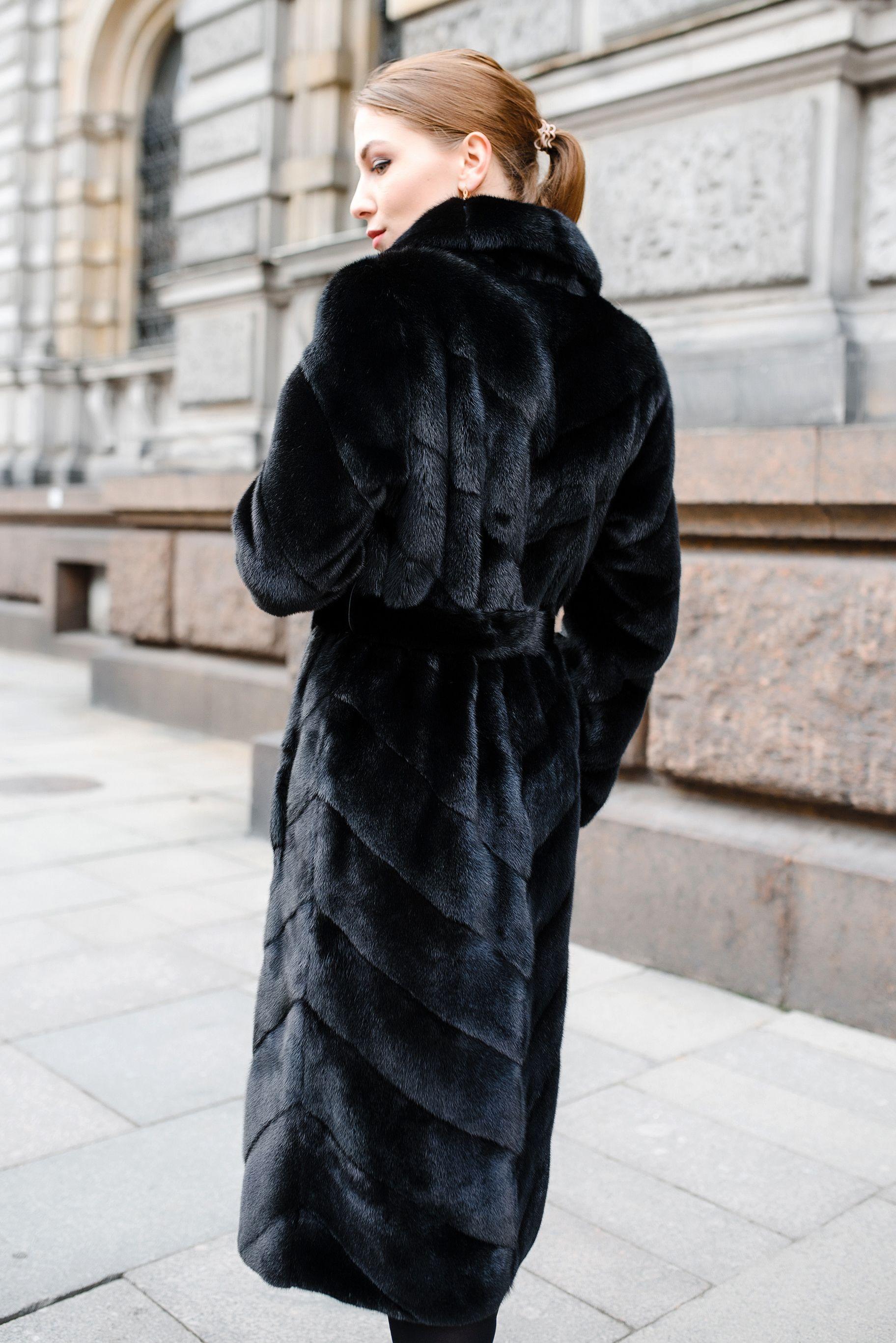Норковая шуба с английским воротником фото