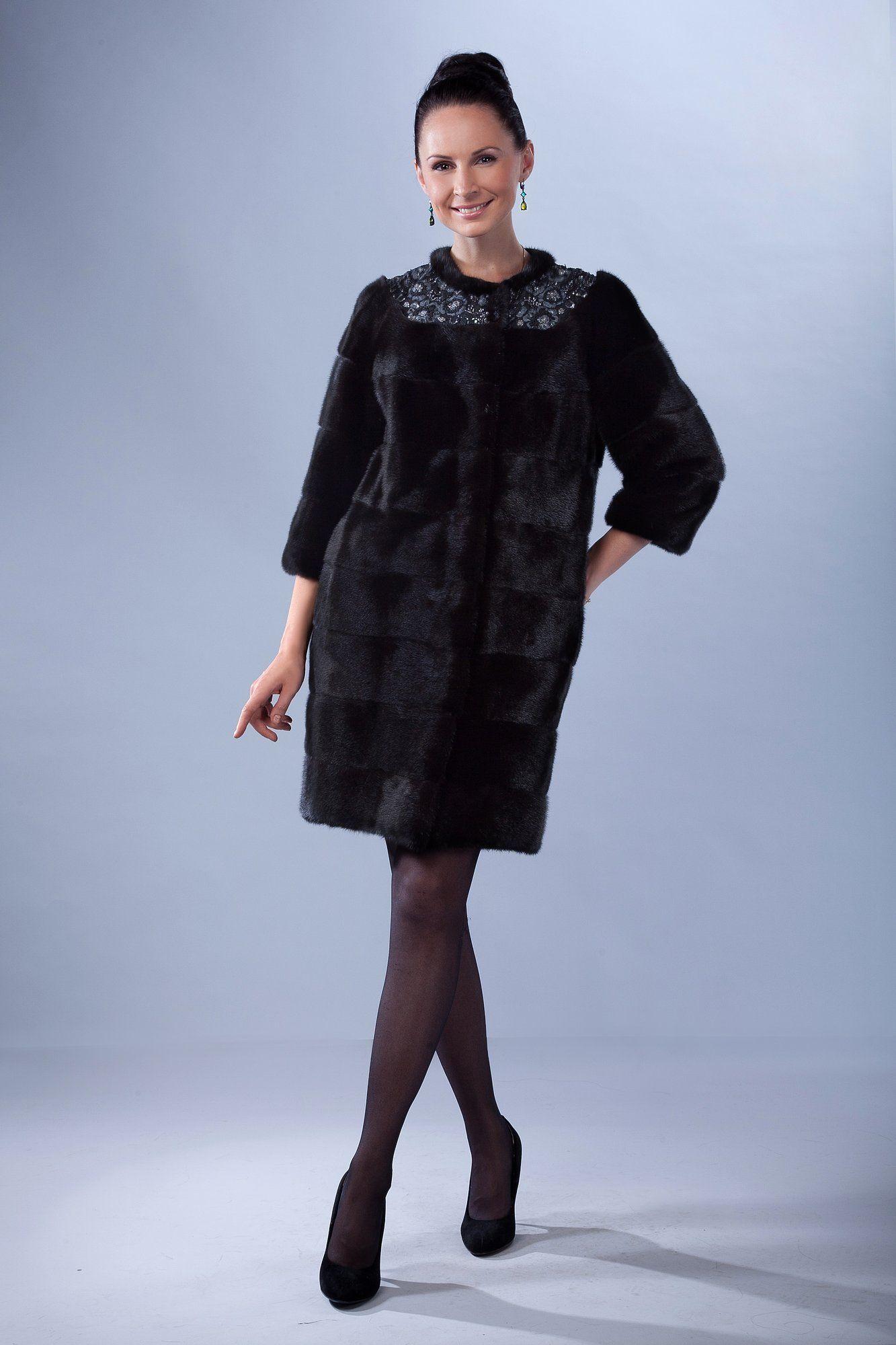 Пальто женское из  меха норки фото