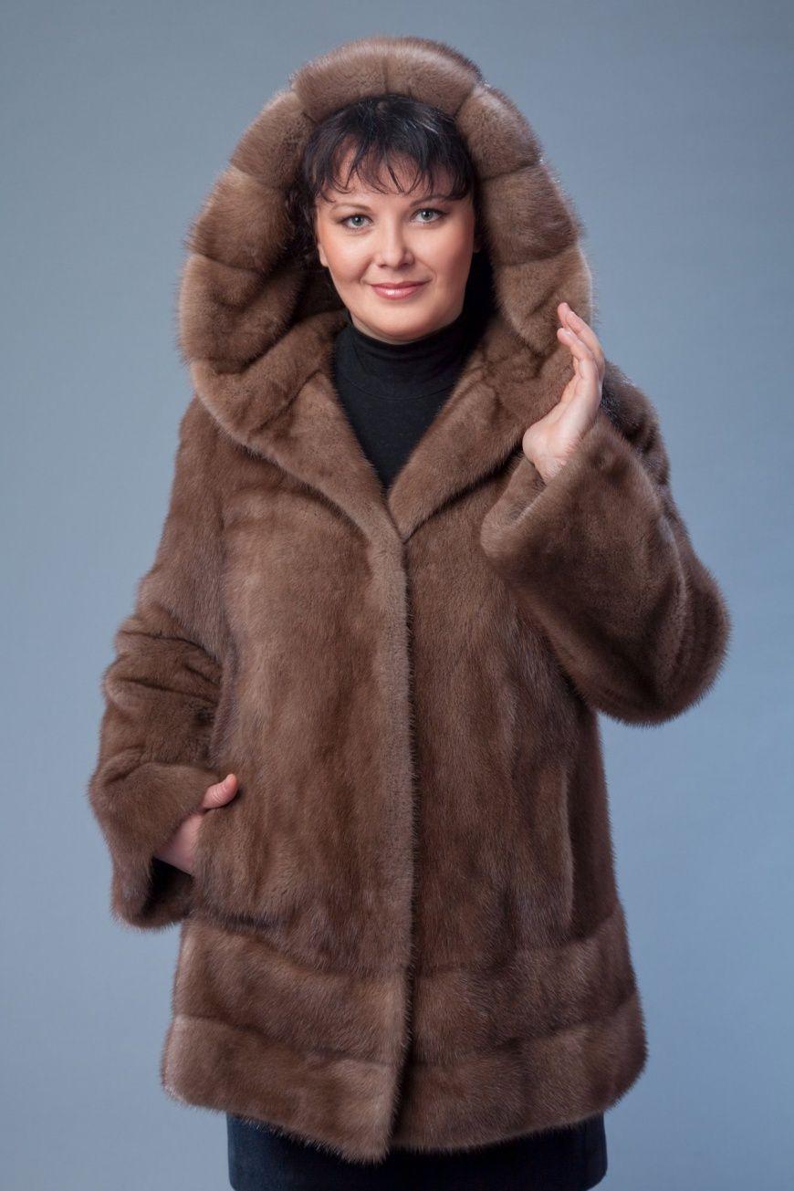 Куртка из норки с капюшоном фото