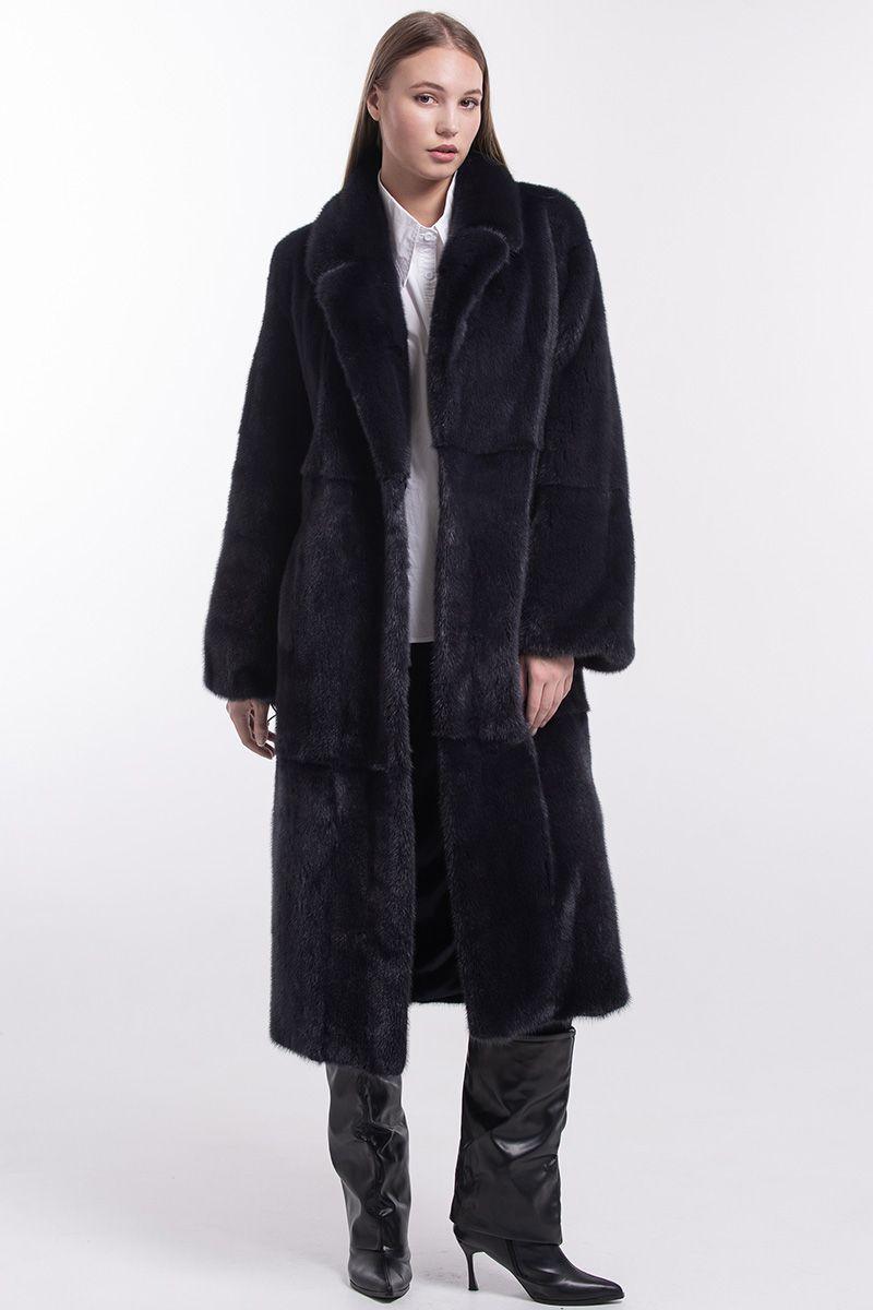 Шуба из норки с английским воротником фото