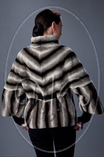 Куртка из шиншиллового кролика с поясом из искусст фото