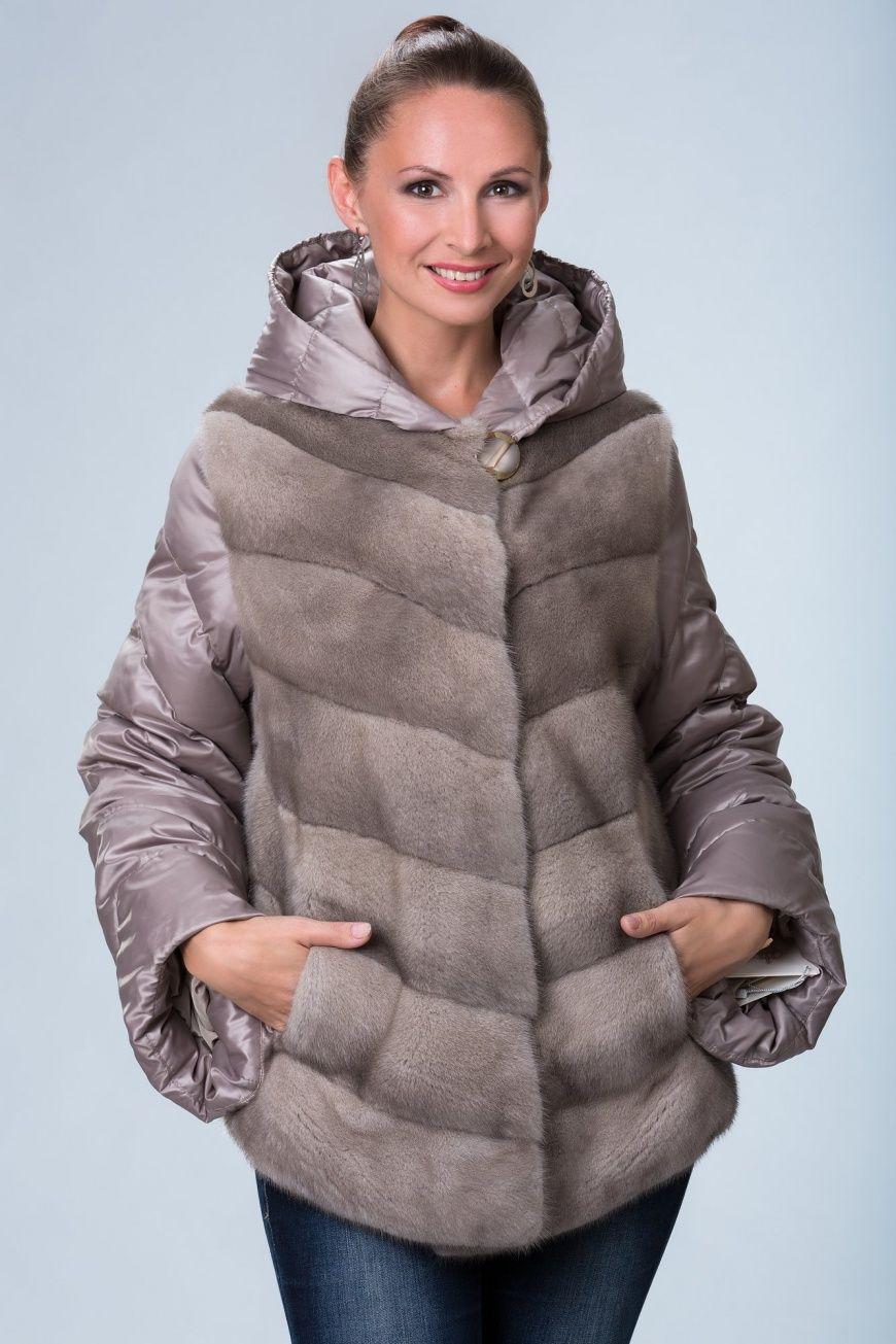 Куртка женская из норки комбинированная фото