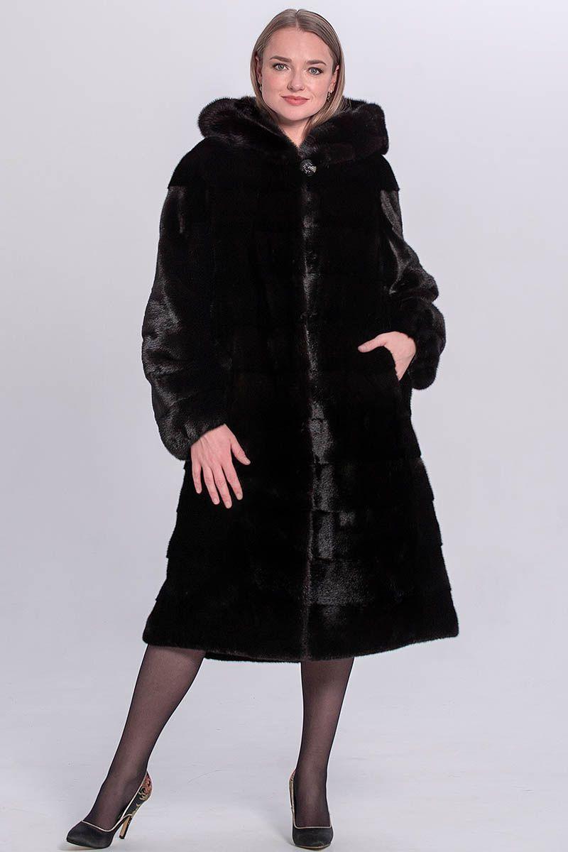 Норковая шуба с капюшоном фото