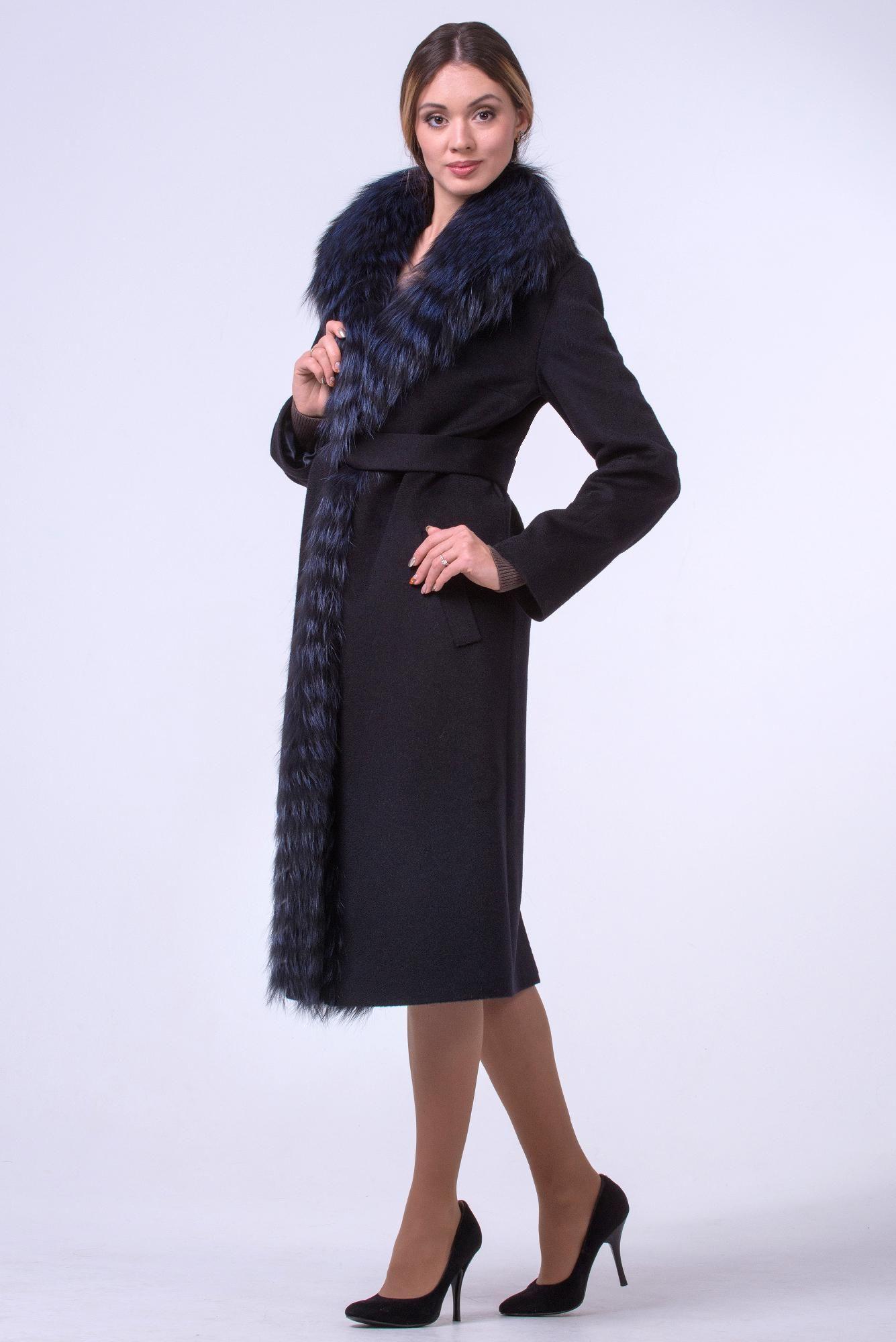 Пальто из кашемира с отделкой из лисы фото