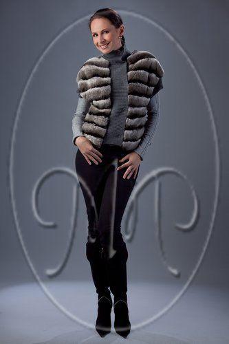 Жилет из шиншиллового кролика фото