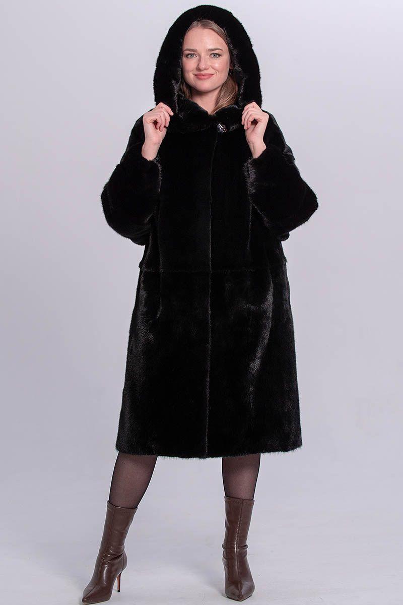 Норковая шуба с капюшоном фото