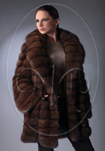 Шуба из баргузинского соболя с английским воротник фото