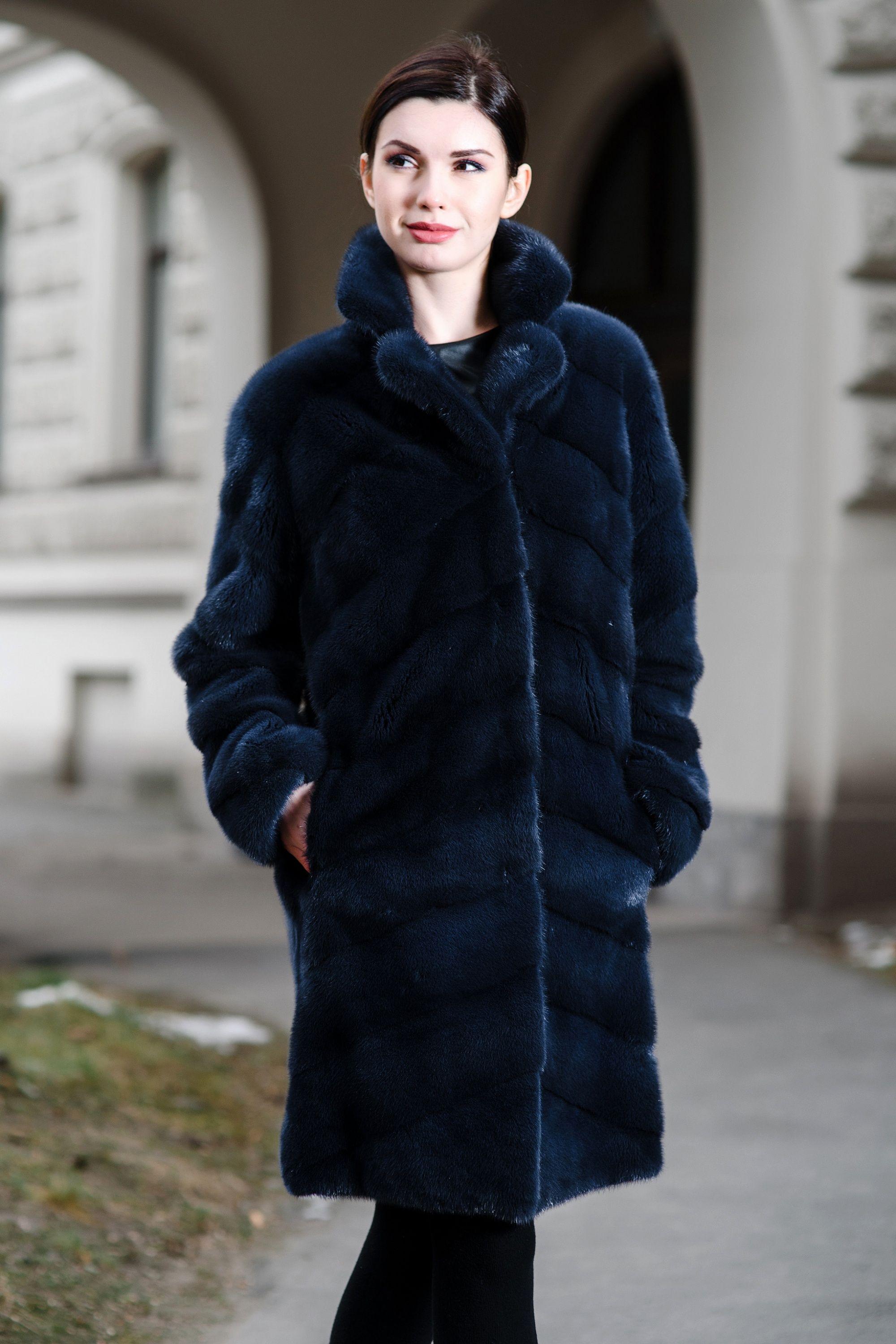 Норковая шуба c английским воротником фото