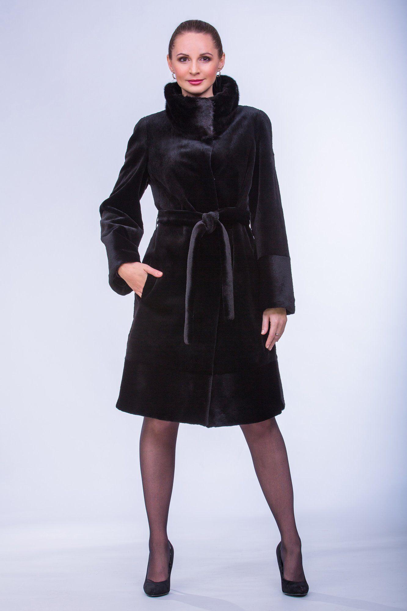 Бобровая шуба с воротником из норки фото