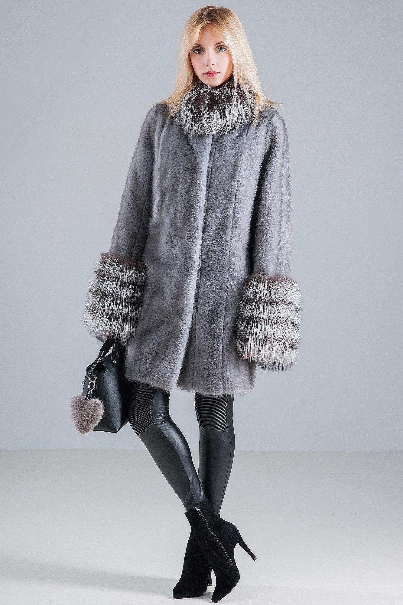 Шуба из меха норки с лисой фото