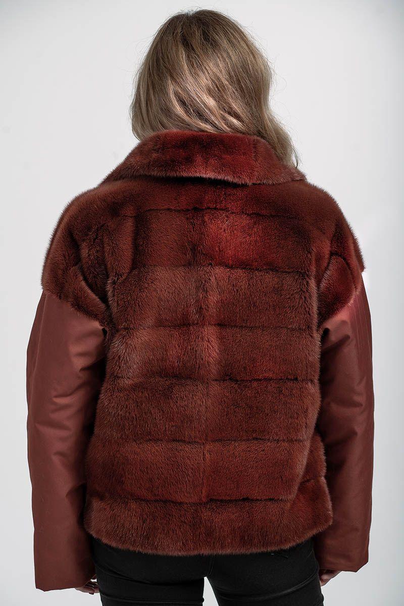 Норковая куртка с тканью фото