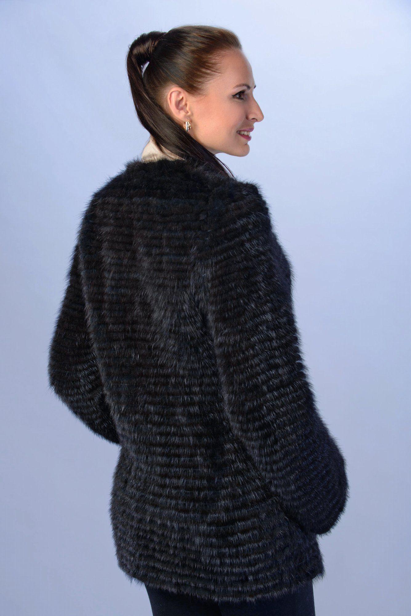 Жакет из норки с трикотажем фото