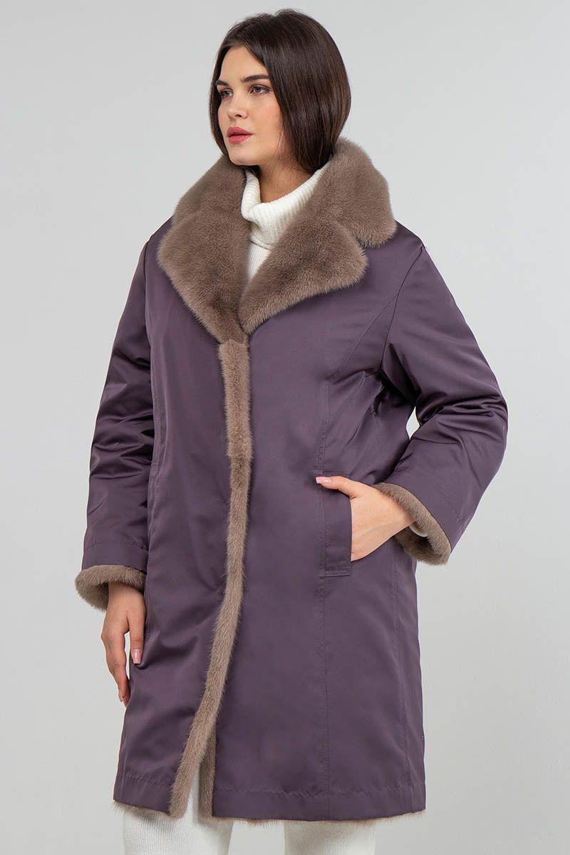 Пальто двустороннее из норки и плащевой ткани фото