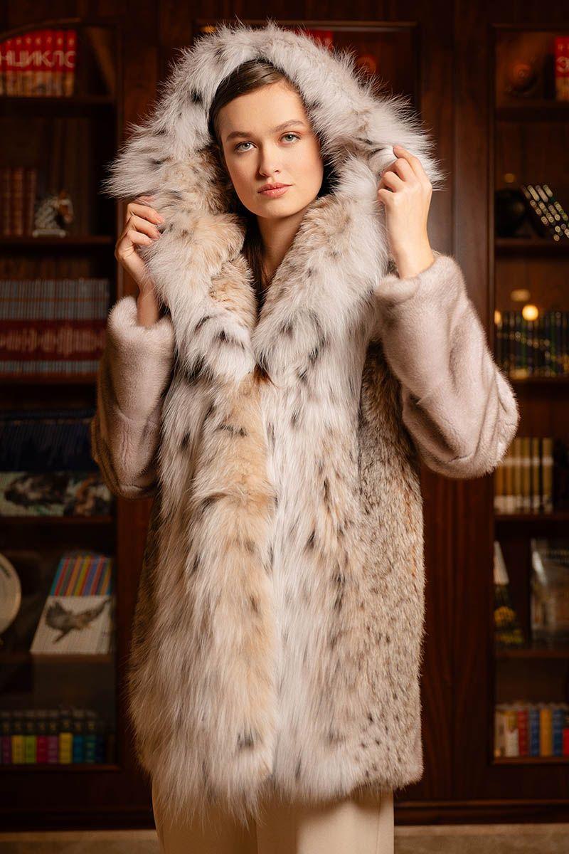 Куртка из меха норки и рыси фото