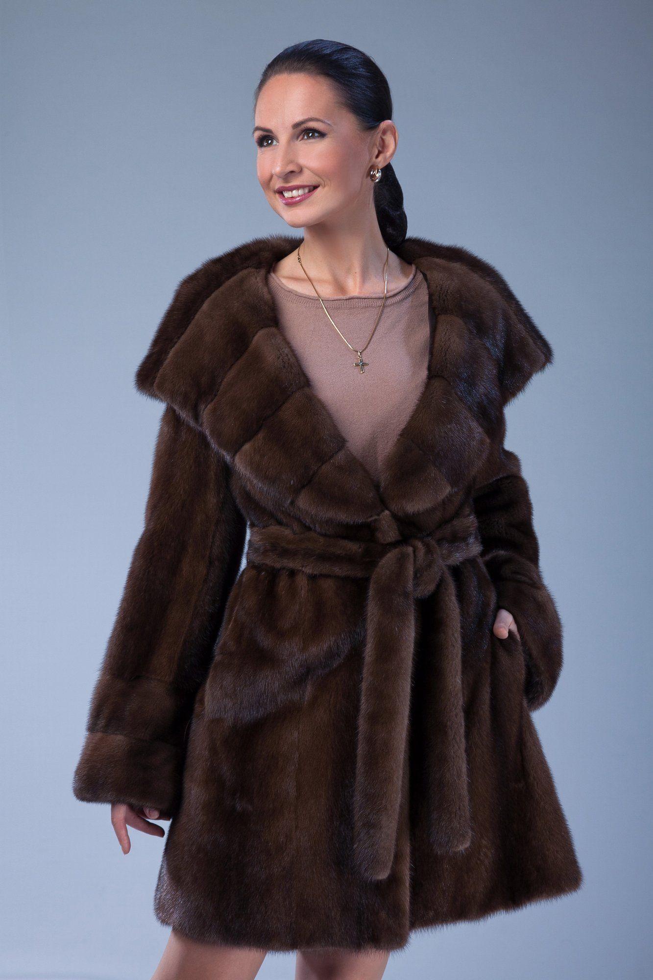 Норковая шуба с капюшоном фото