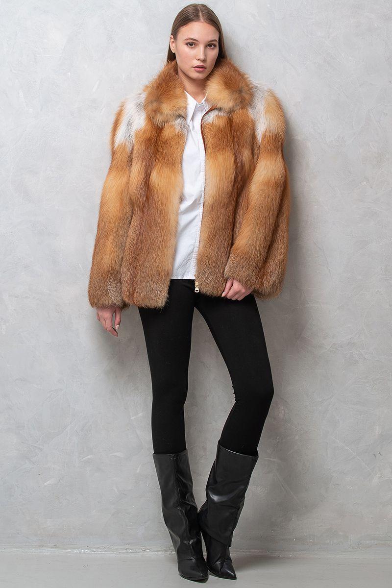 Шуба из рыжей лисы фото