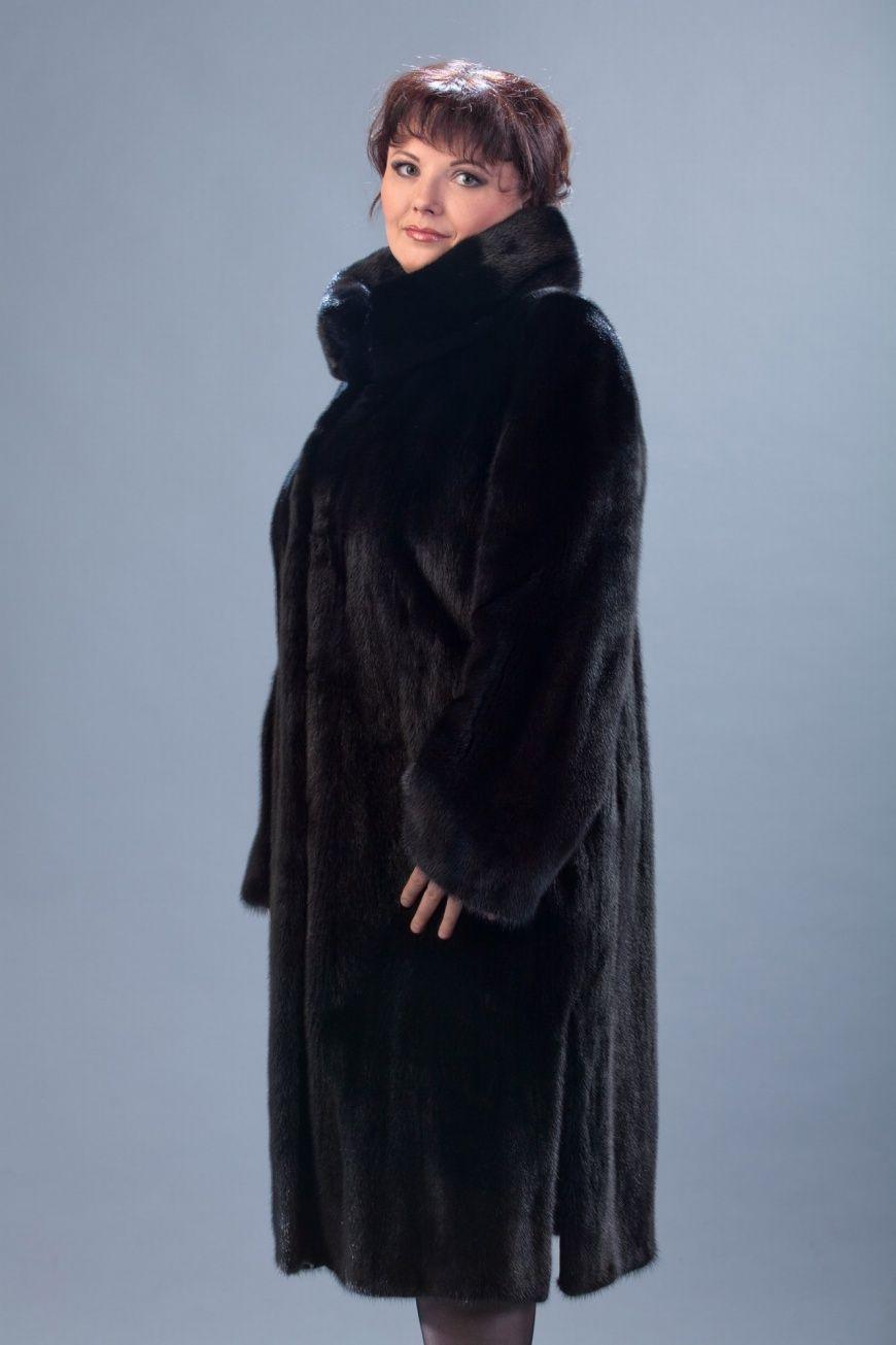 Шуба из норки с воротником стойка фото