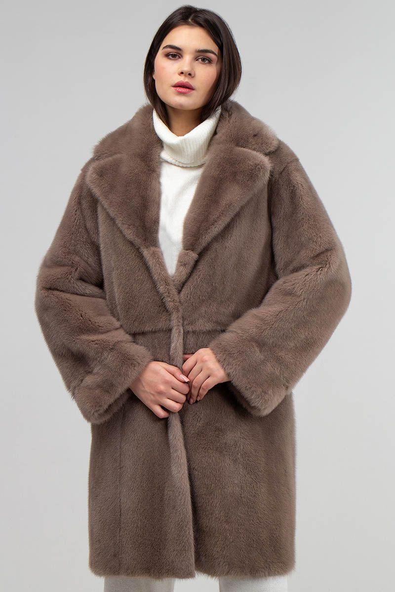 Пальто двустороннее из норки и плащевой ткани фото