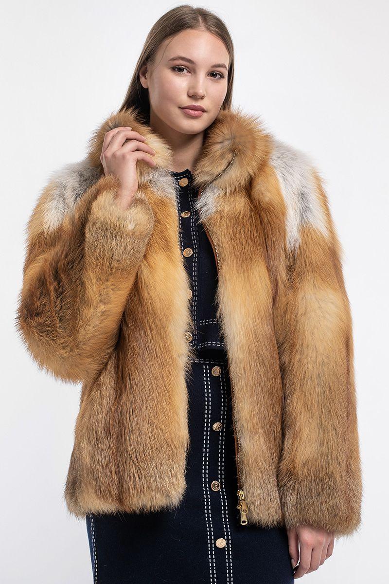 Шуба из рыжей лисы фото