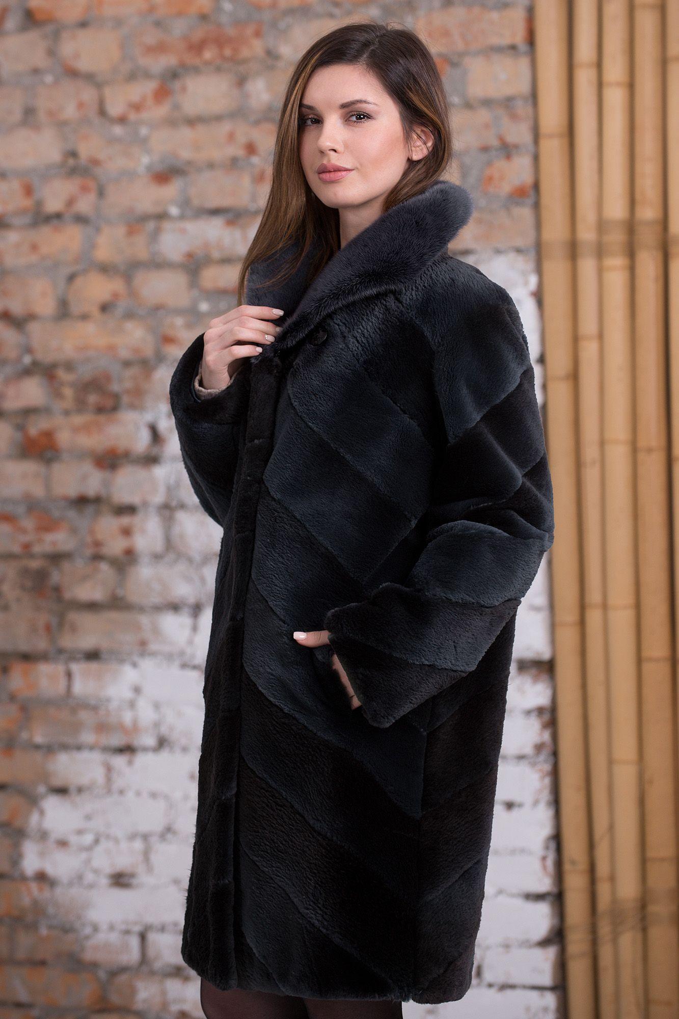 Пальто женское из бобра с норкой фото