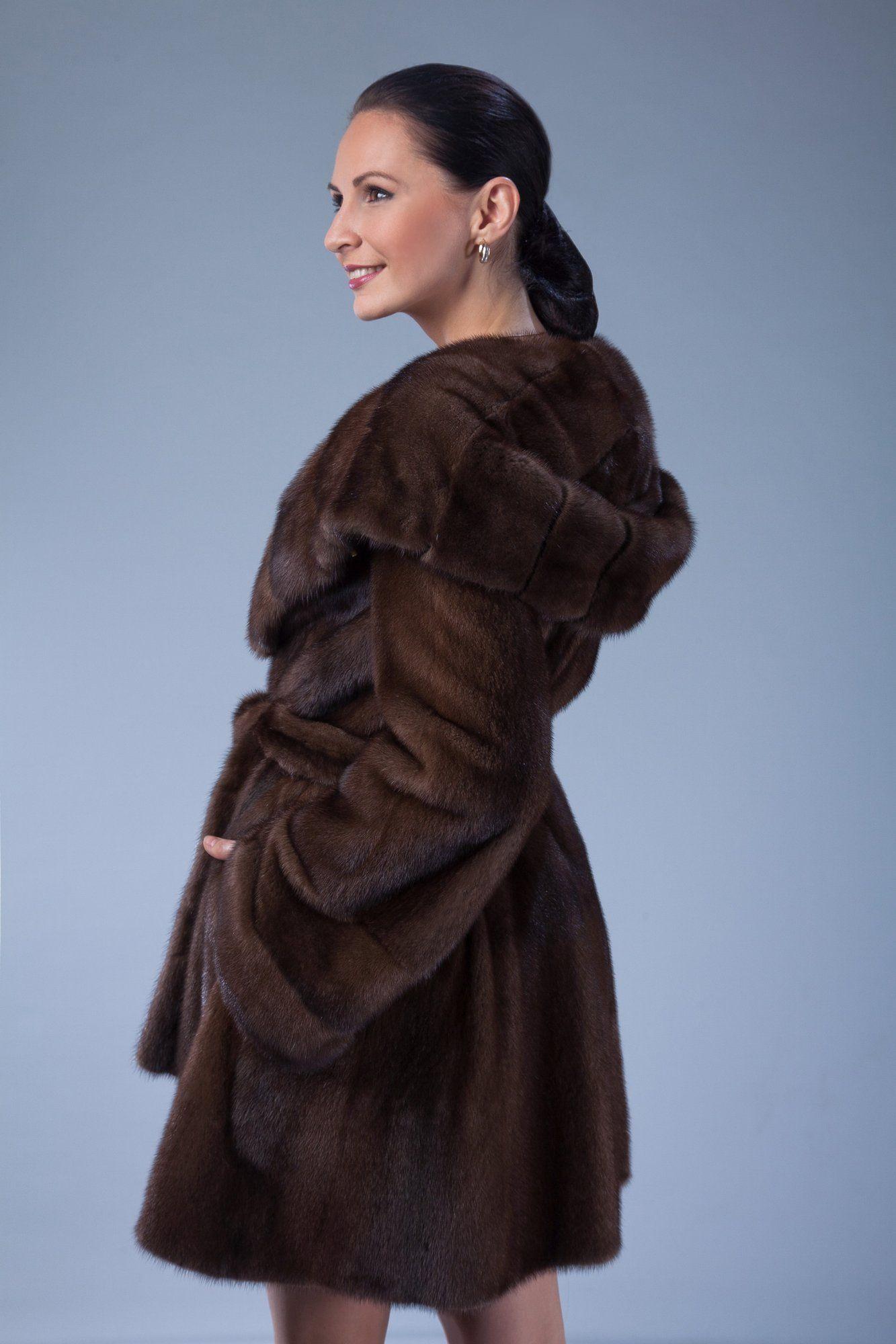 Норковая шуба с капюшоном фото