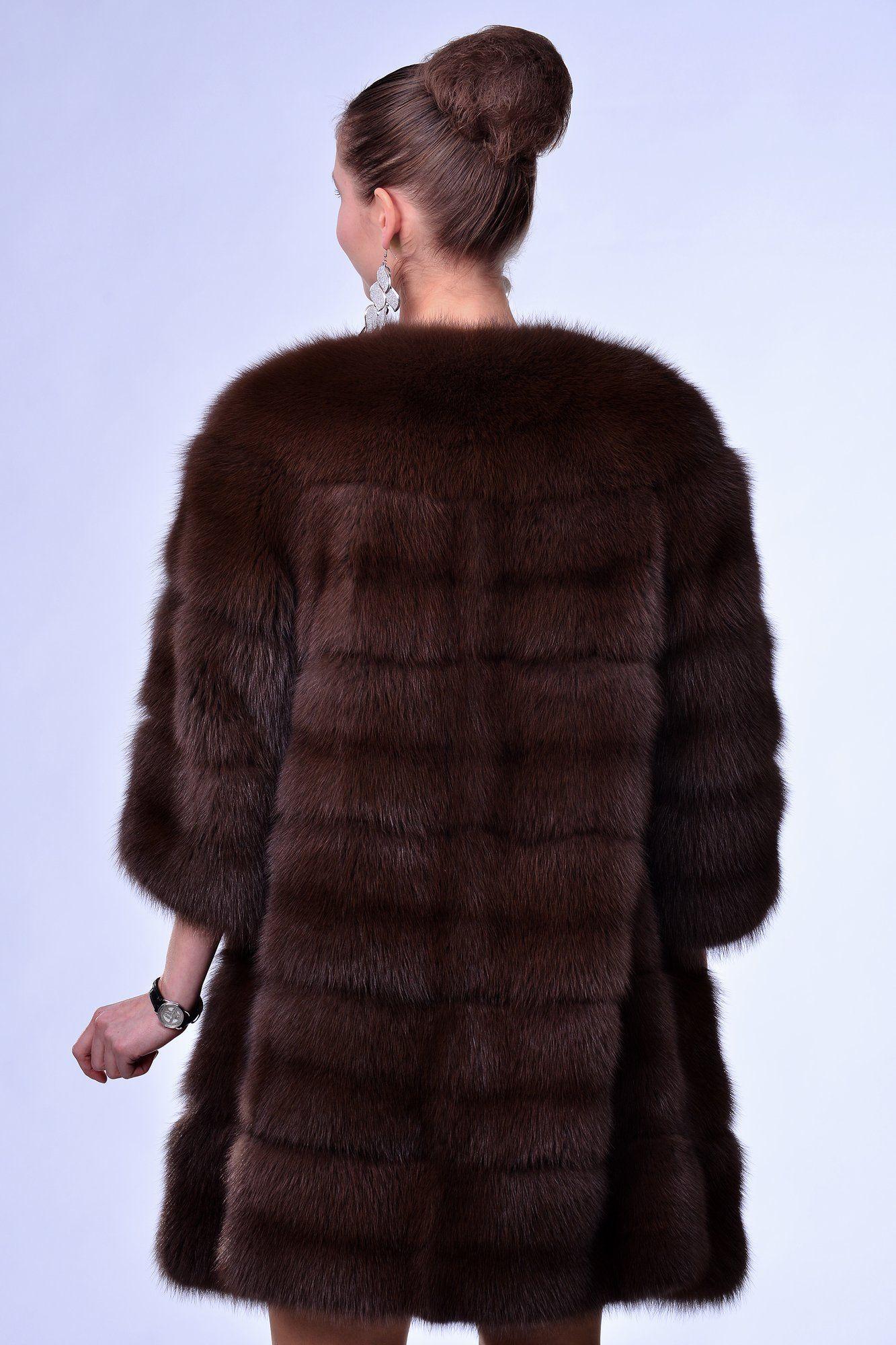 Пальто женское из меха куницы фото