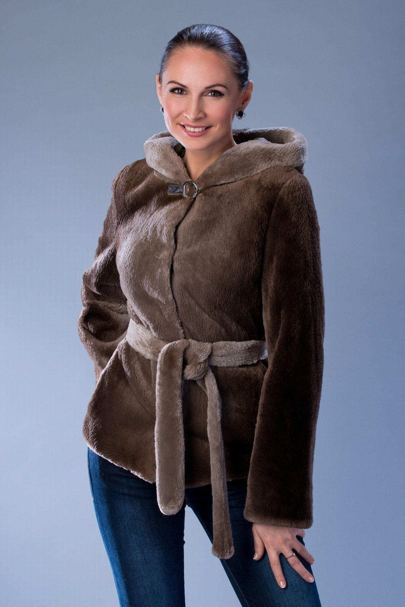 Шуба из бобра с капюшоном фото