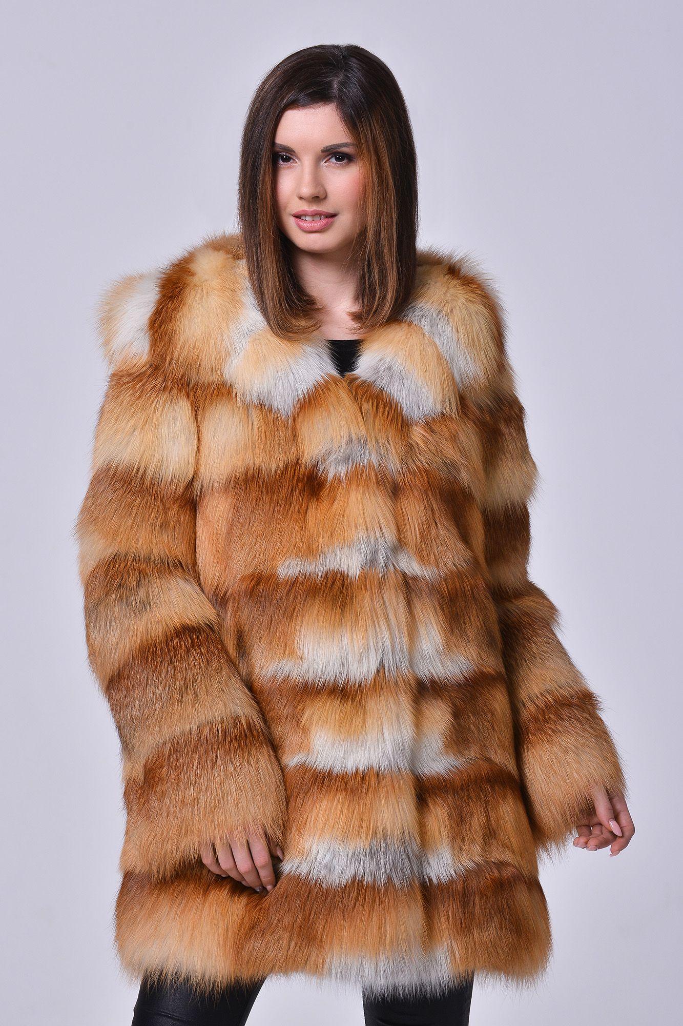 Куртка из лисы с капюшоном фото