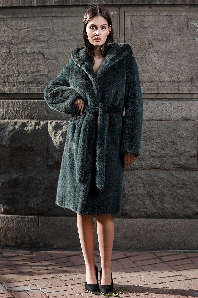 Норковая шуба с капюшоном фото