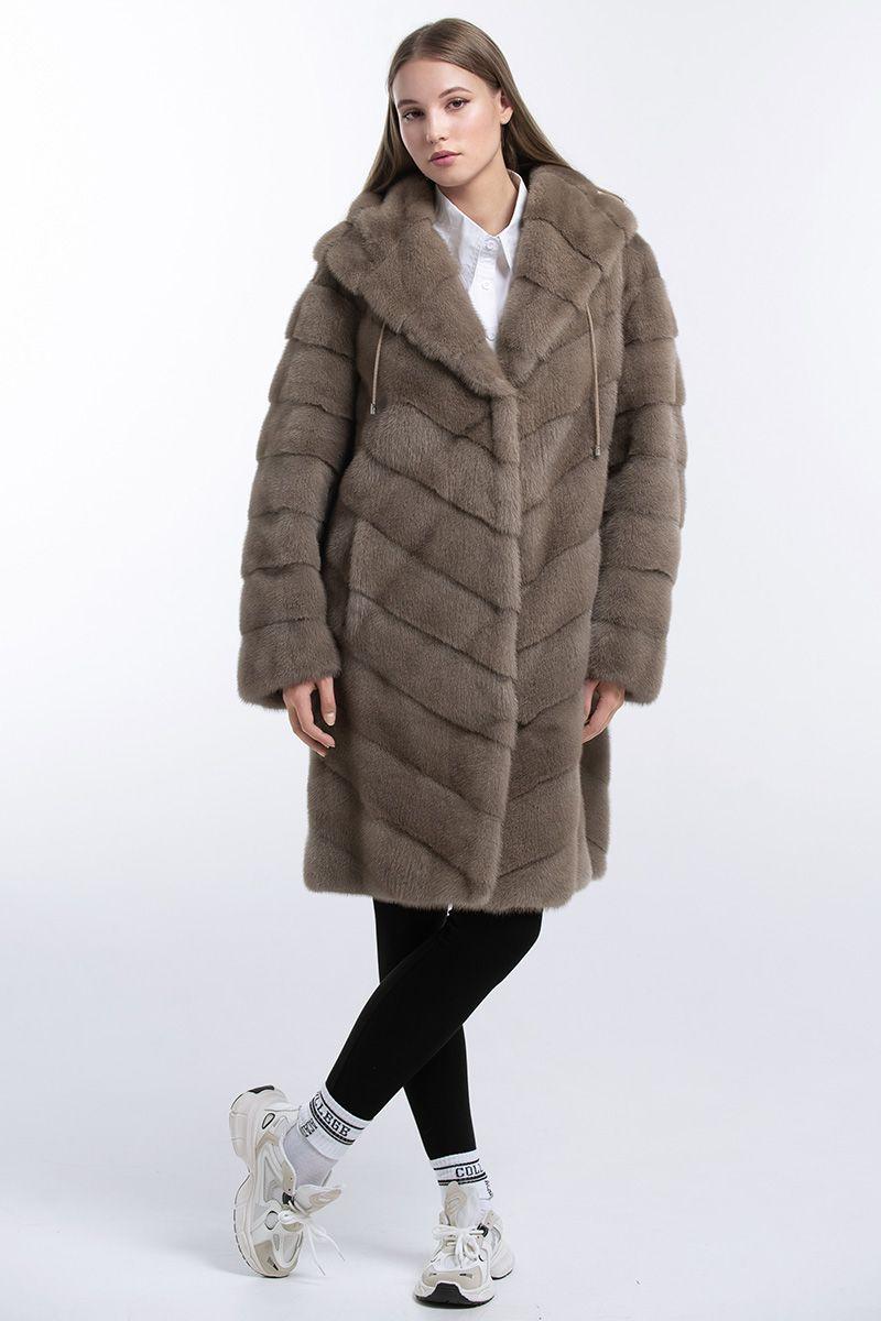 Норковая шуба с капюшоном фото