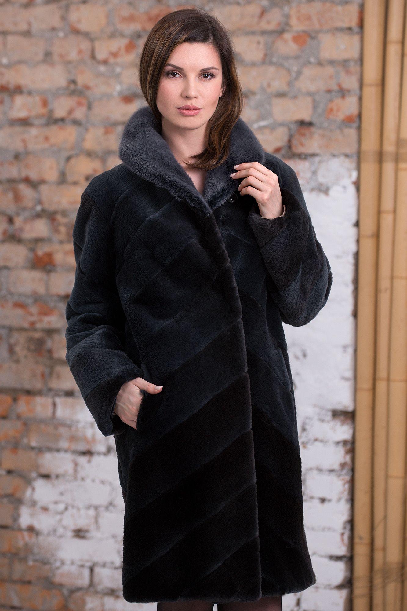 Пальто женское из бобра с норкой фото