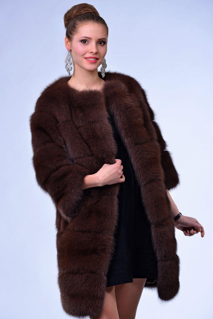 Пальто женское из меха куницы фото