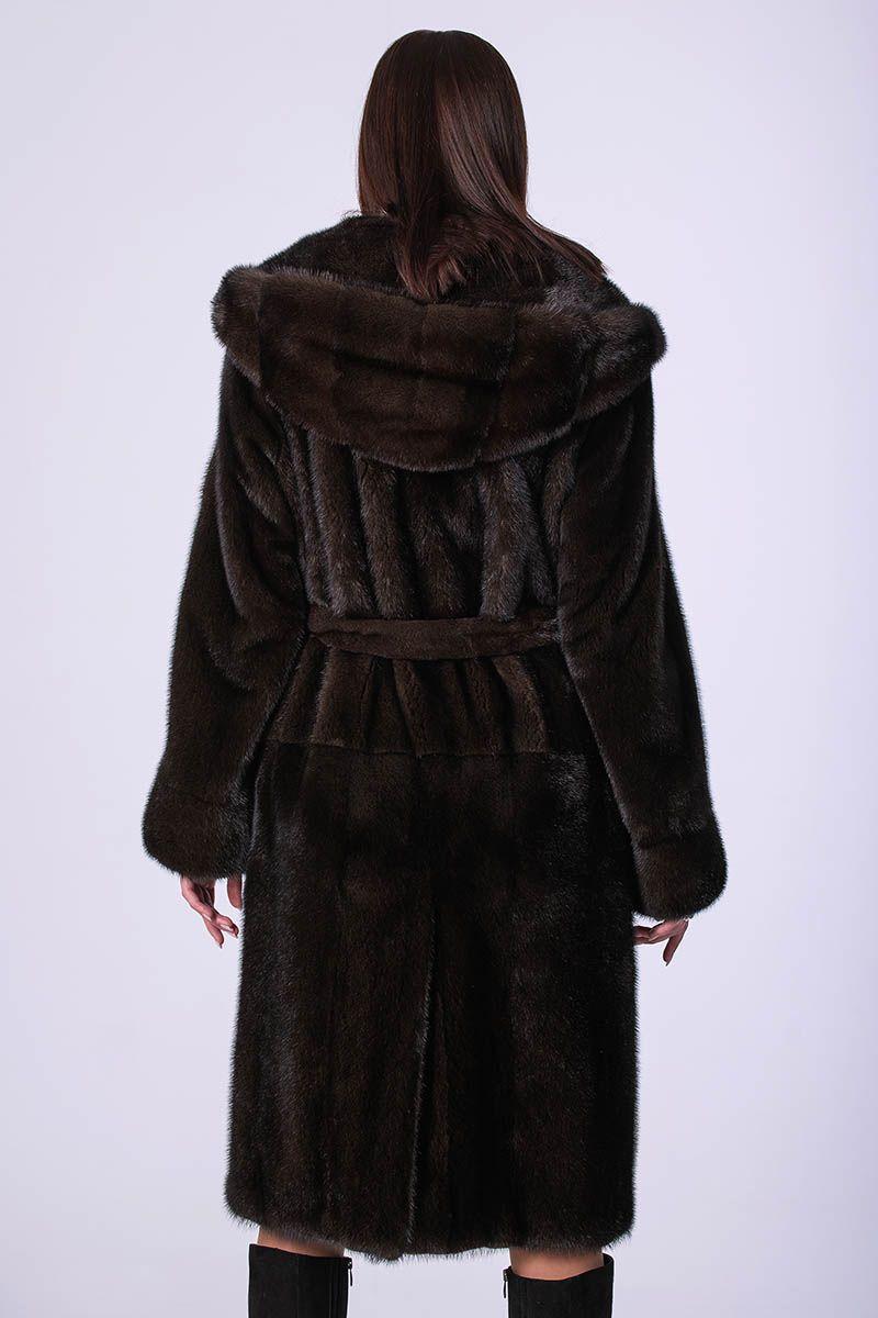 Норковая шуба с капюшоном фото