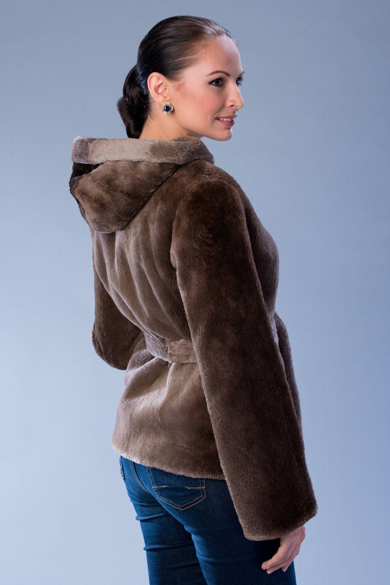 Шуба из бобра с капюшоном фото