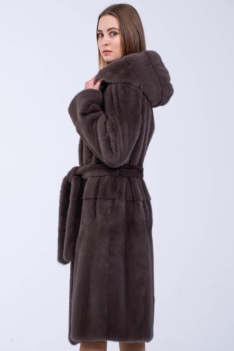 Норковая шуба с капюшоном фото