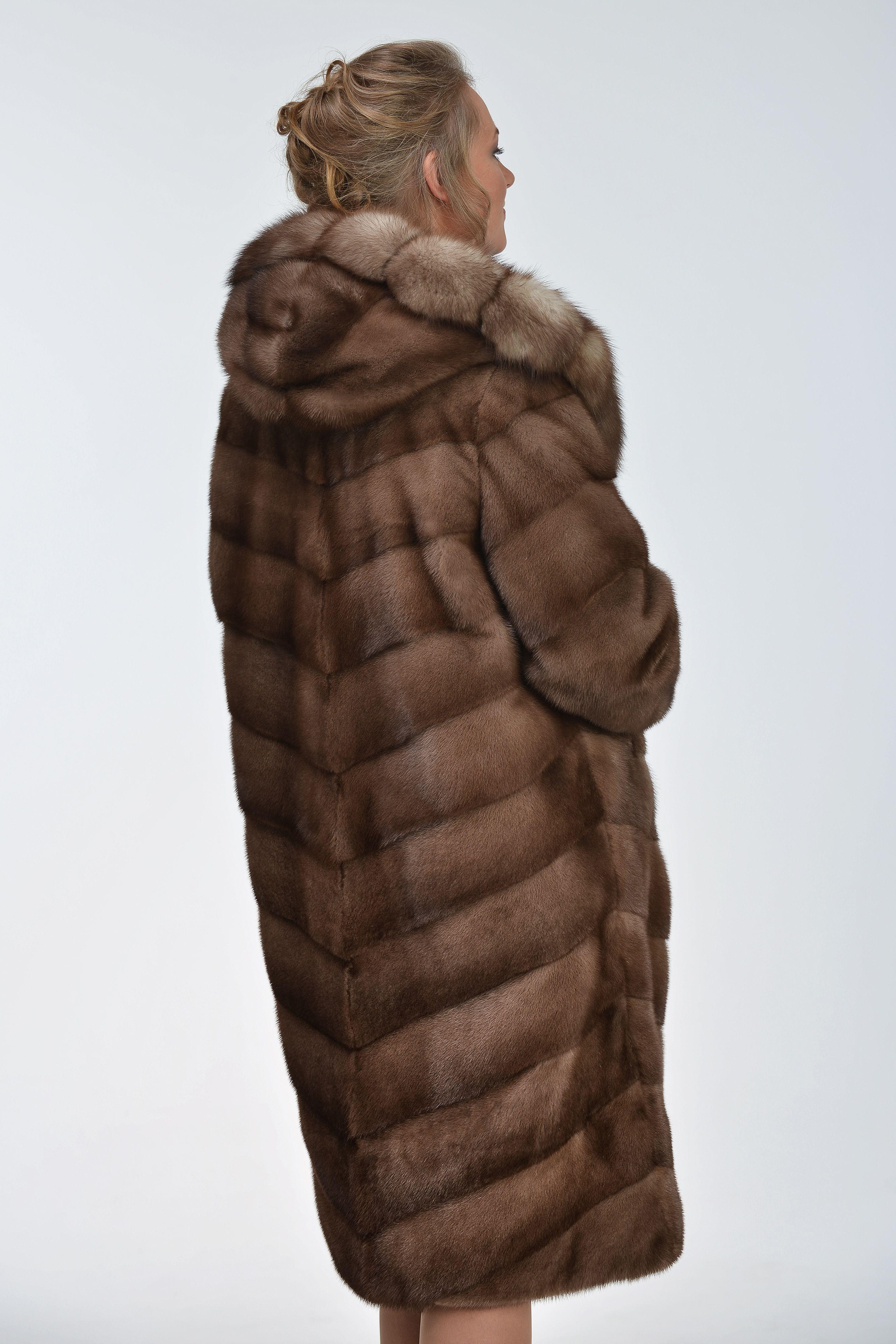 Шуба из меха норки с куницей фото