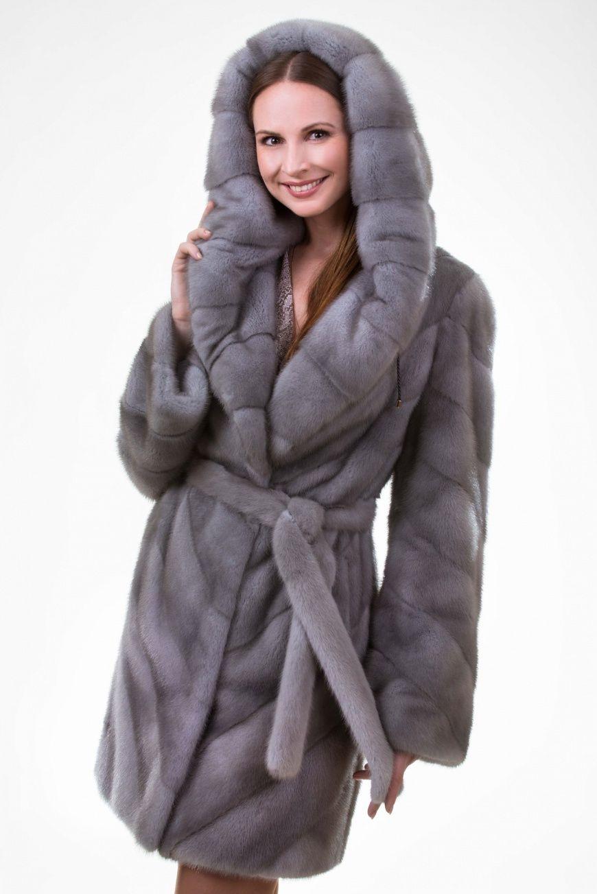 Норковая шуба с капюшоном фото