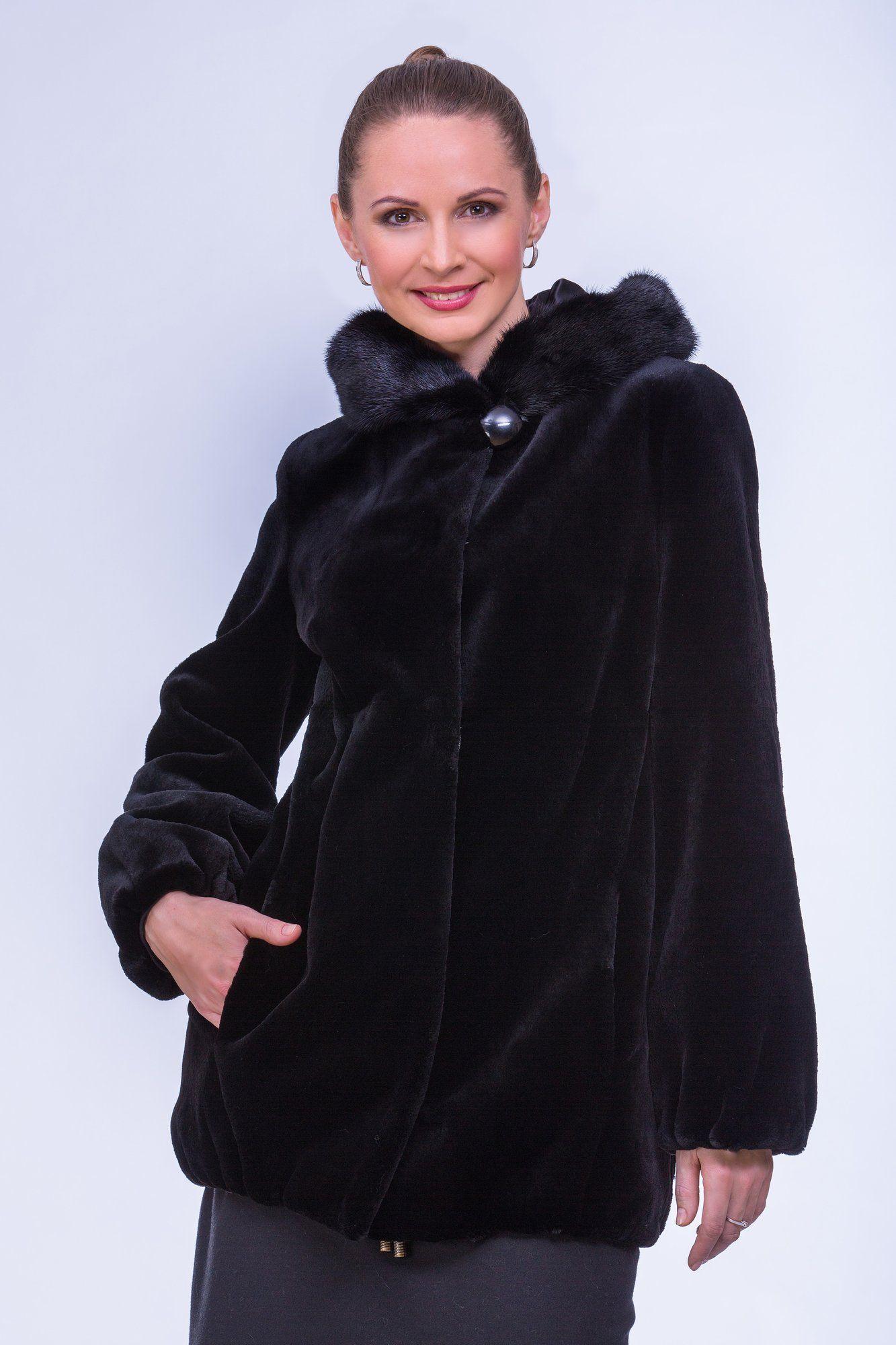 Шуба из бобра с капюшоном фото