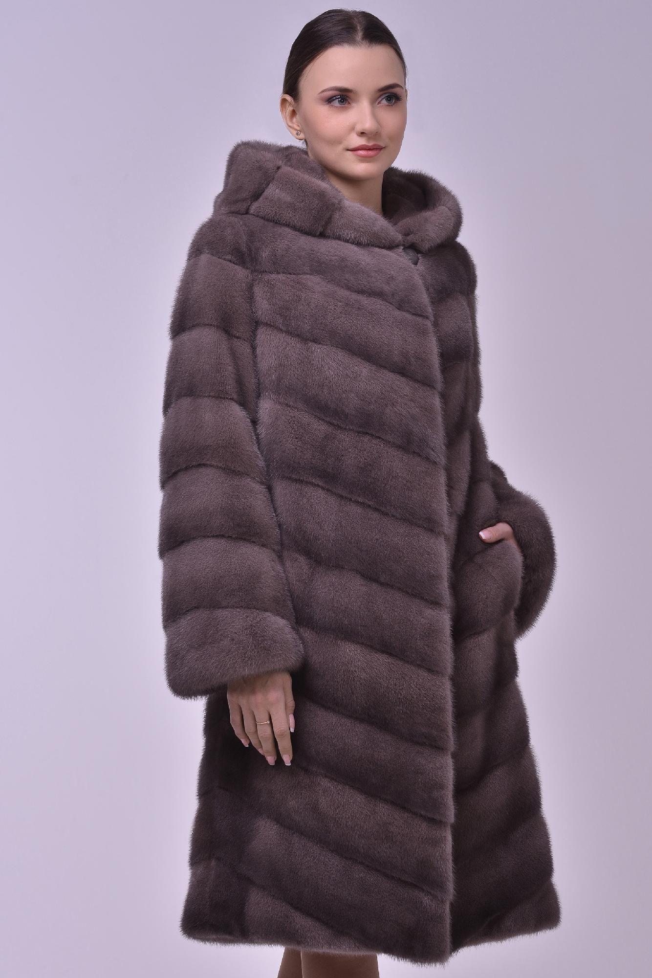 Норковая шуба с капюшоном фото