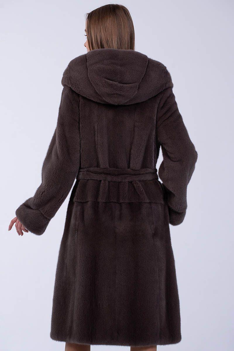 Норковая шуба с капюшоном фото