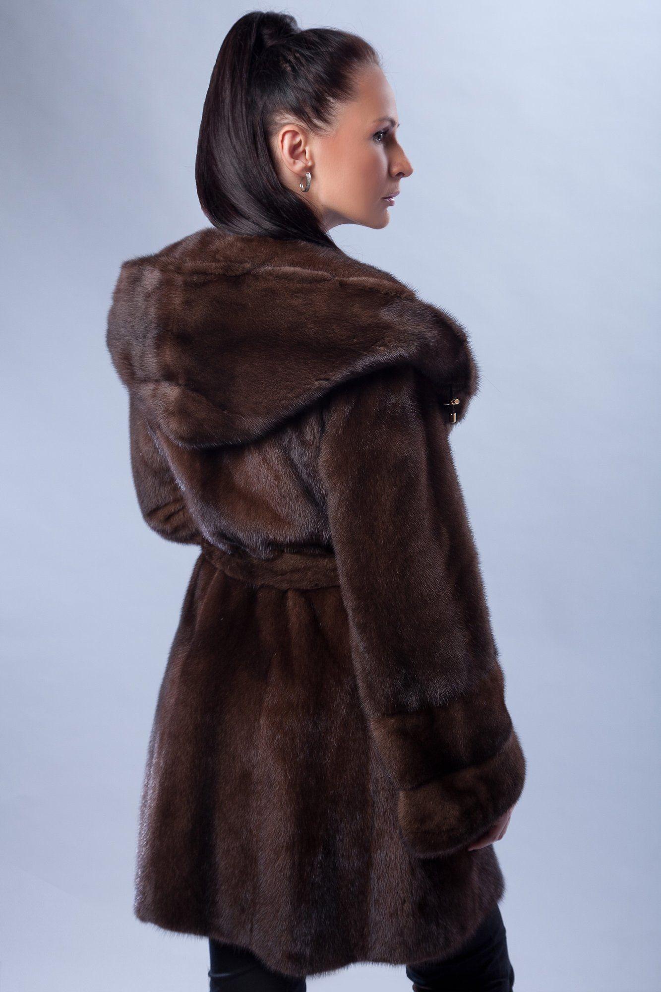 Норковая шуба с капюшоном фото